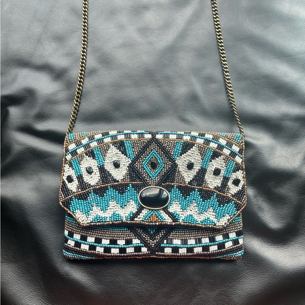 Mary Frances Black and Blue Mini Bag